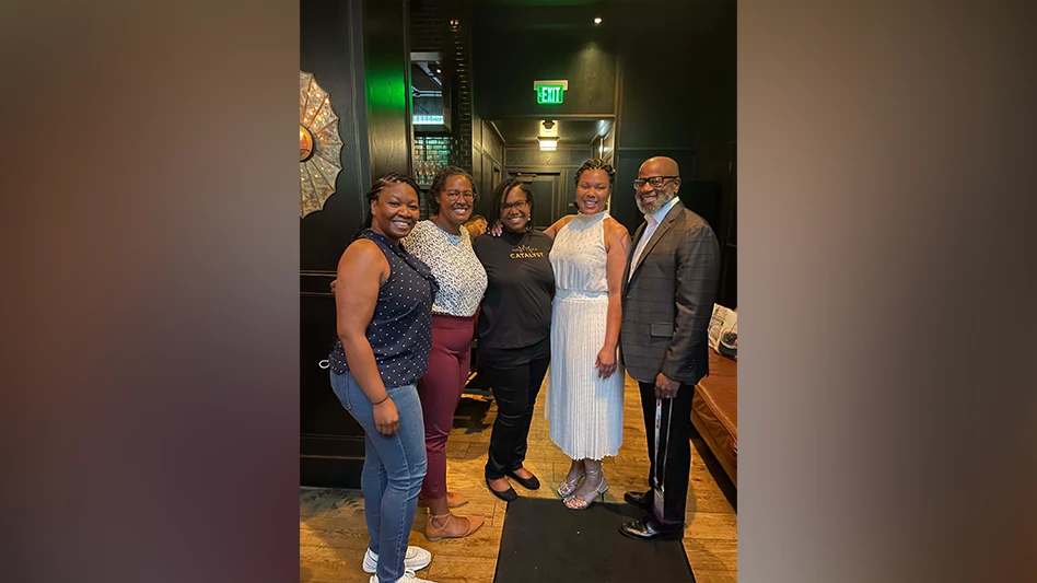 Tia Glave (middle) and other Black Professionals in Food Safety & Quality members at IAFP 2022 in Pittsburgh, Pa.