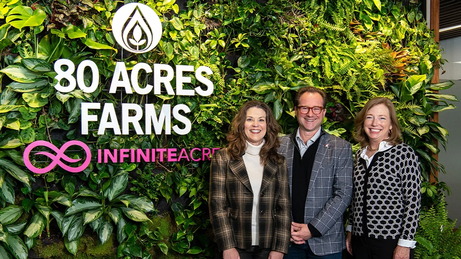 Siemens technology and capital is aiding 80 Acres Farms and its technology subsidiary, Infinite Acres, in expansion to meet global food supply demands. Tisha Livingston, CEO Infinite Acres, Mike Zelkind, CEO 80 Acres, and Barbara Humpton, President and CEO of Siemens USA (left to right)