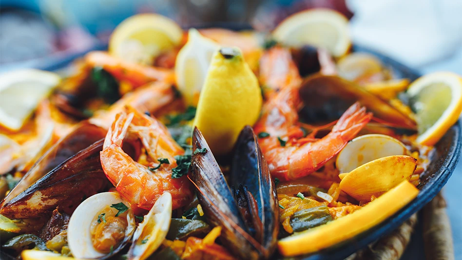Seafood paella